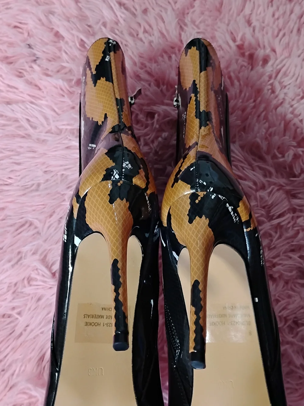 Ego Patent Snake Print Stiletto Ankle Boots Women's Size 8 – New